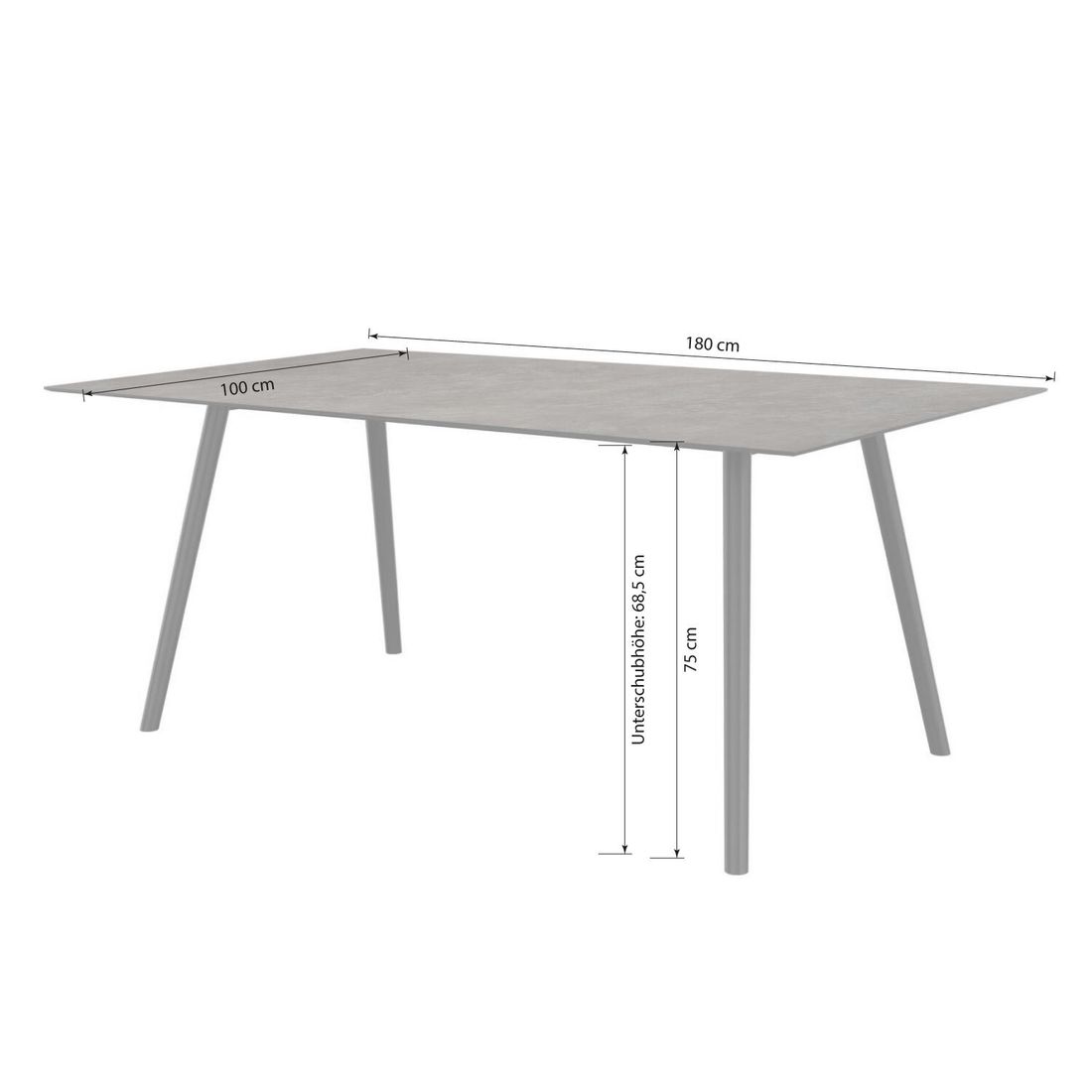 Stern Interno Gartentisch 180x100cm Aluminium/Silverstar 2.0