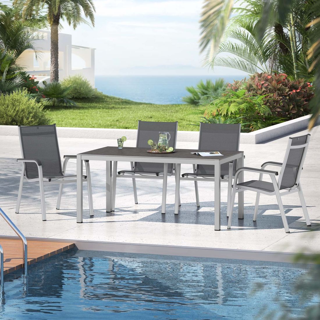 Kettler Basic Plus Gartenmöbel-Set M (4 Plätze) mit OUTLIV. Tisch 160x90cm