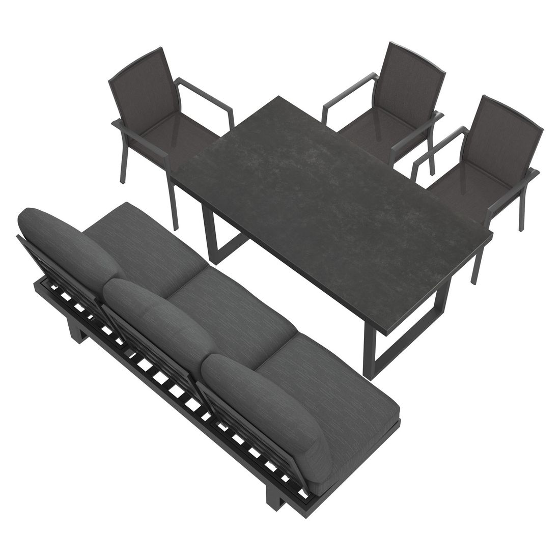OUTLIV. Atlanta Gartenmöbel-Set L (6 Plätze) verstellbar Tisch 160x90cm
