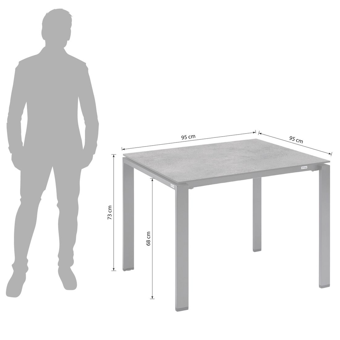 Kettler Float Gartentisch 95x95cm Aluminium/HPL