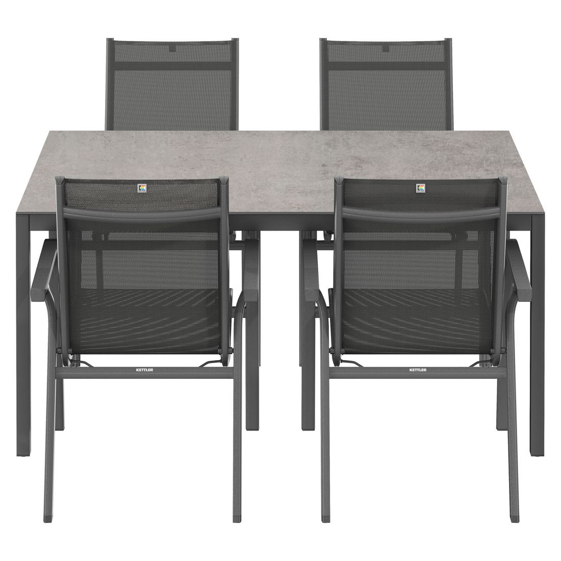 Kettler Basic Plus Gartenmöbel-Set mit OUTLIV. Tisch Aluminium/Dekton