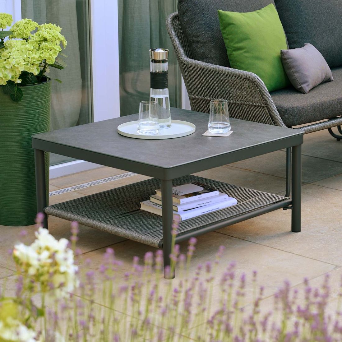 Siena Garden Kansas Loungetisch 75x75cm Aluminium/Glaskeramik