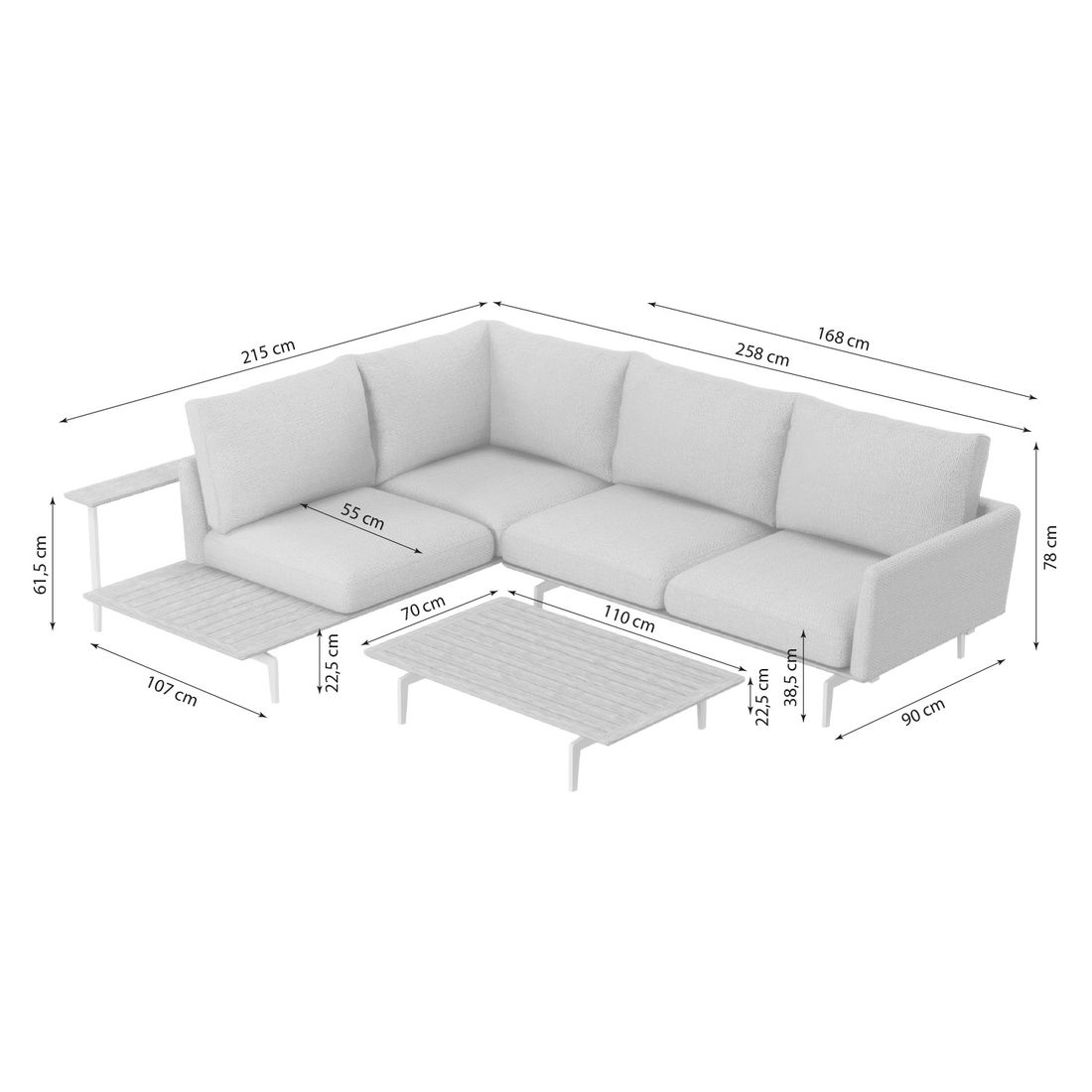 OUTLIV. Misako Ecklounge inkl. Loungetisch Stahl/Olefin