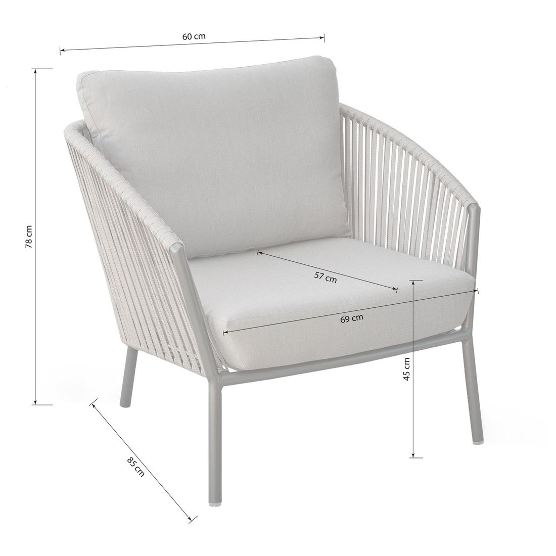 Stern Cliff Loungesessel Aluminium/Rope/Polyacryl