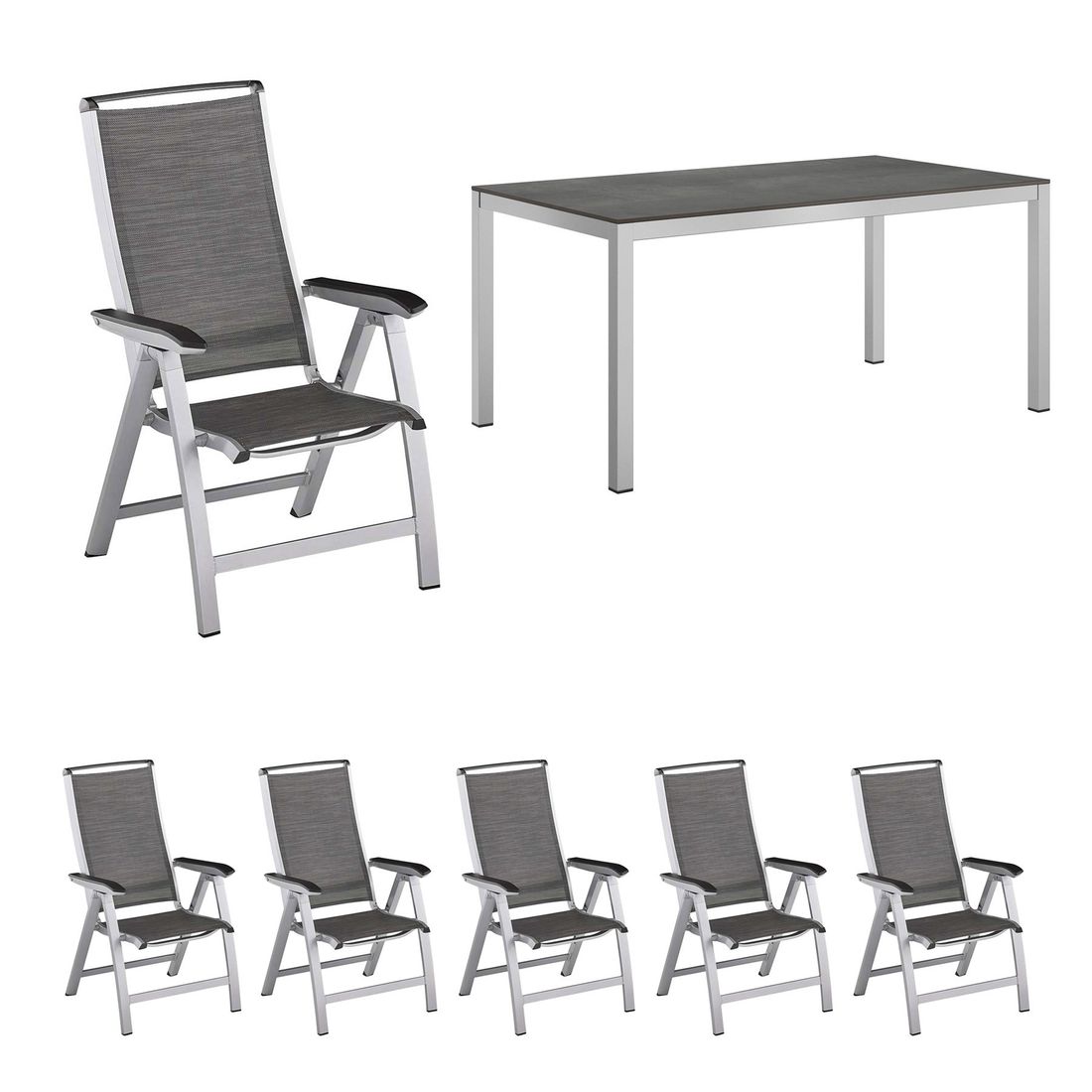 Kettler Forma II Gartenmöbel-Set L verstellbar (6 Plätze) mit OUTLIV. Tisch 160x90cm