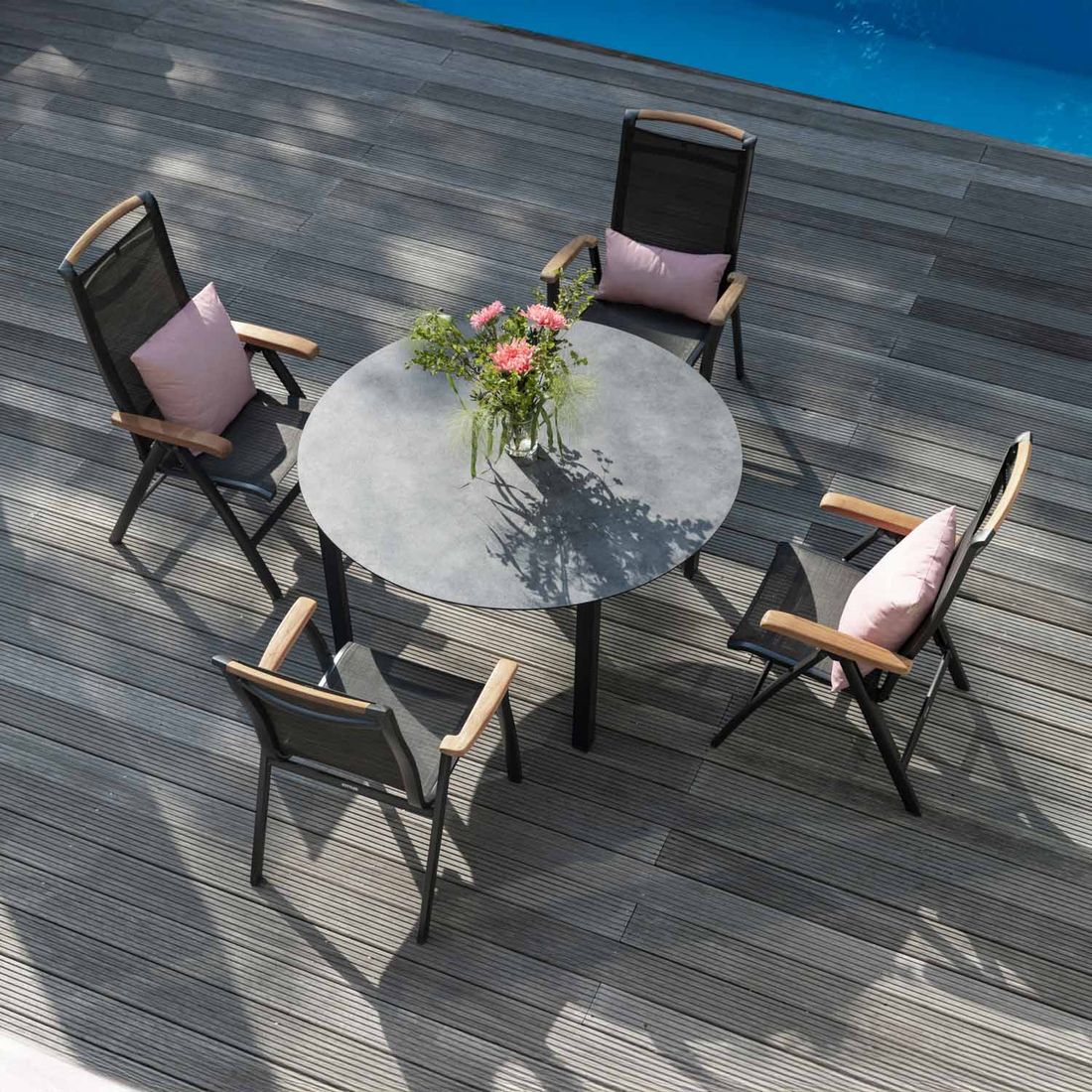 Kettler Memphis Gartenmöbel-Set M verstellbar (4 Plätze) Tisch Ø160cm