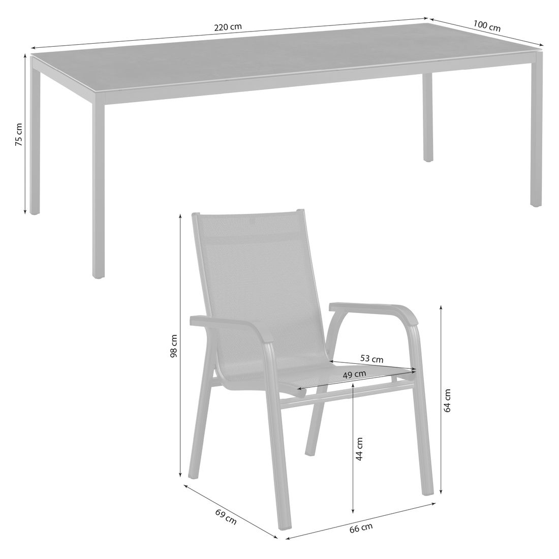 Kettler Basic Plus Gartenmöbel-Set mit OUTLIV. Tisch Aluminium/Keramik