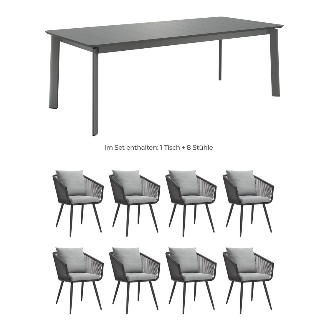 OUTLIV. Alex Gartenmöbel-Set XL (8 Plätze) Tisch 220x100cm