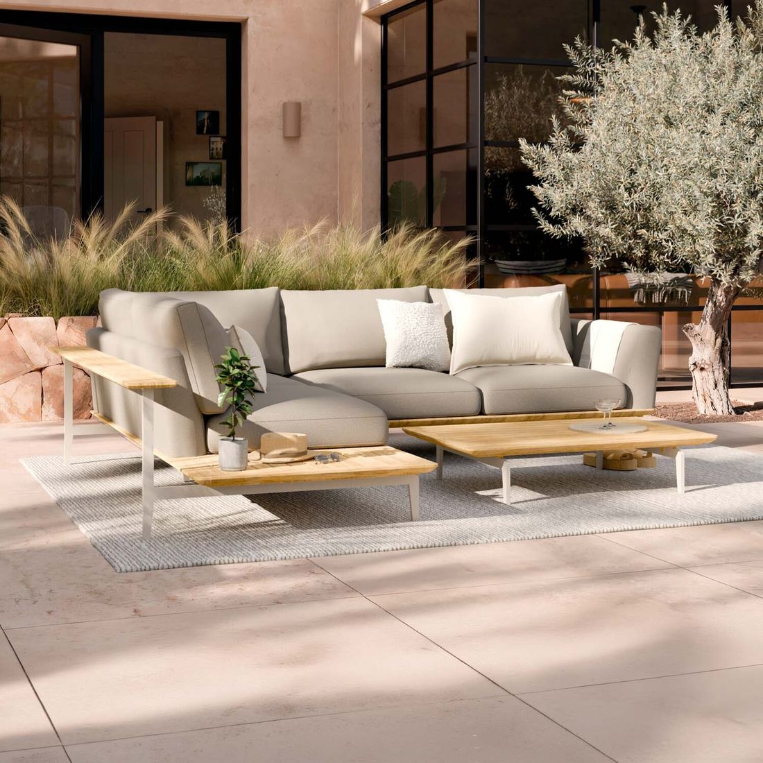 OUTLIV. Misako Ecklounge inkl. Loungetisch Stahl/Olefin
