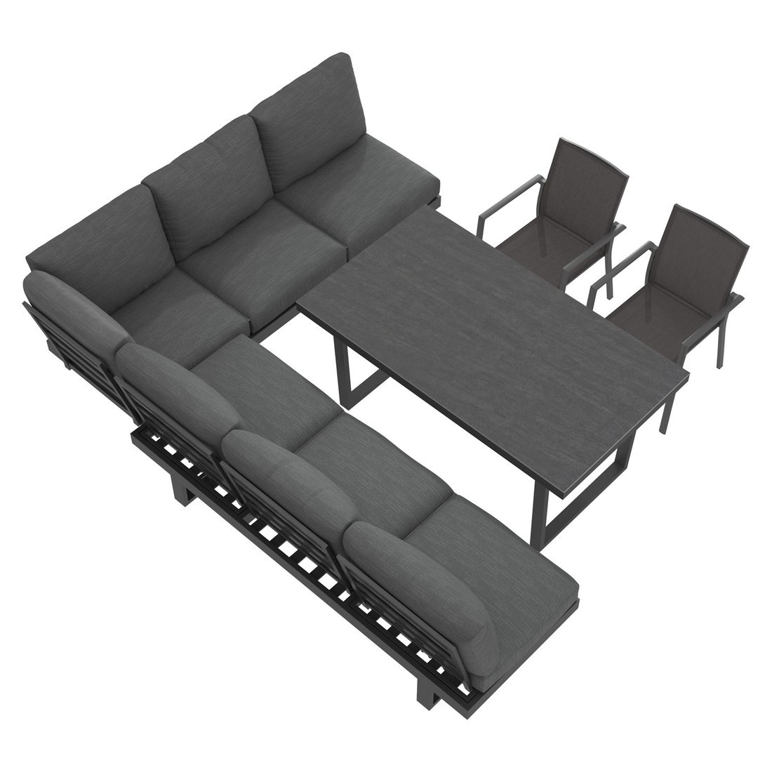 OUTLIV. Atlanta Dininglounge verstellbar Tisch 160x90cm Aluminium/Olefin