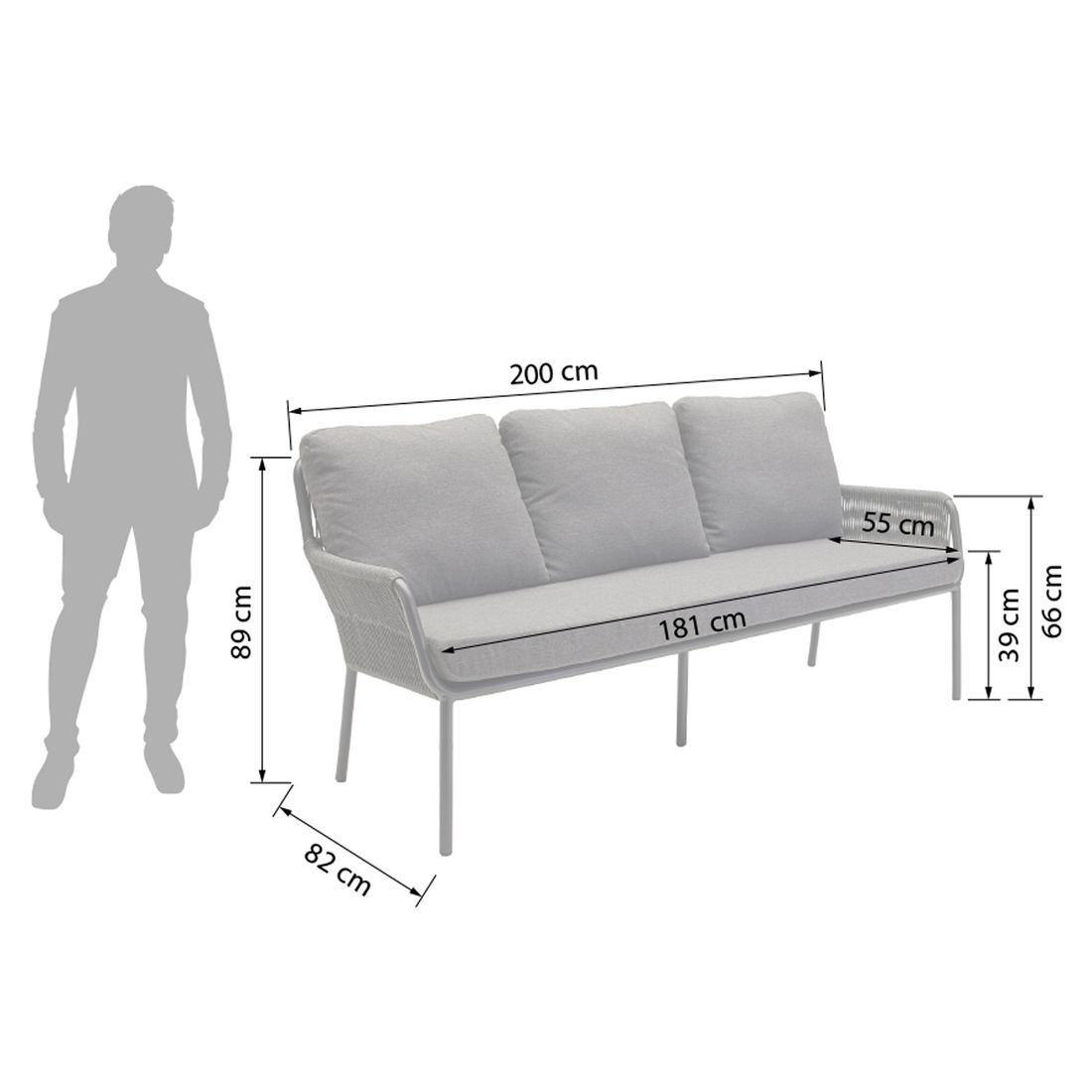 LC Garden Como Diningsofa Aluminium/Rope/Olefin
