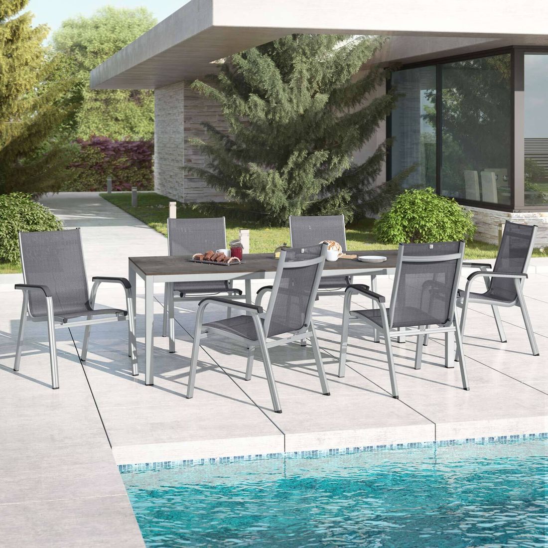 Kettler Basic Plus Gartenmöbel-Set L (6 Plätze) mit OUTLIV. Tisch 220x100cm