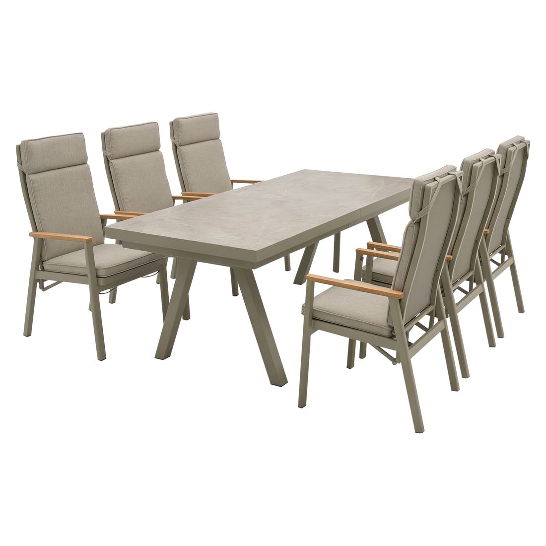 Interliving 7014 Gartenmöbel-Set L (6 Plätze) Tisch 200/260x100cm