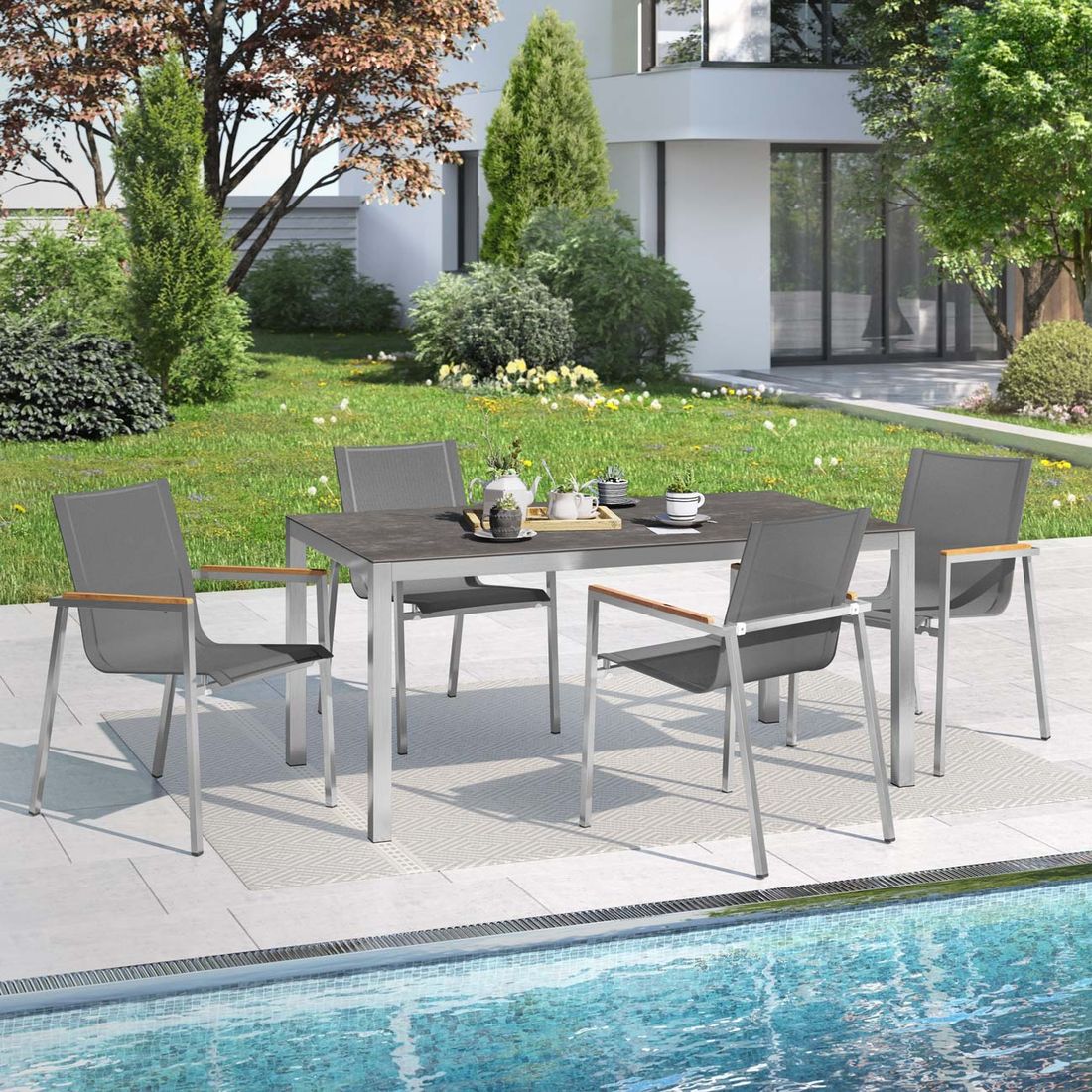 OUTLIV. Rimini Gartenmöbel-Set M (4 Plätze) Tisch 160x90cm