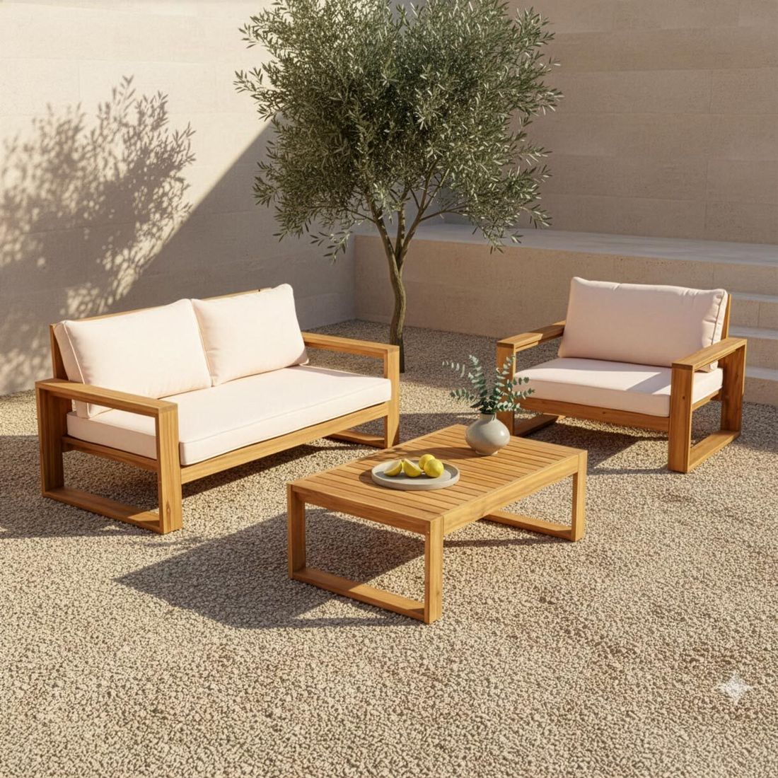 OUTLIV. Santa Cruz Loungeset inkl. Loungetisch Akazie/Polyester