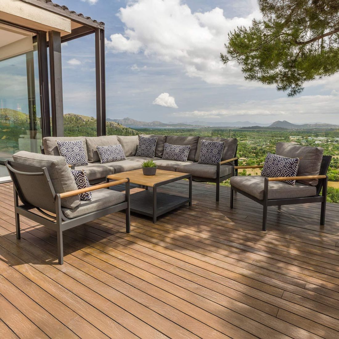 LifestyleGarden Amber Loungetisch Aluminium/Teak