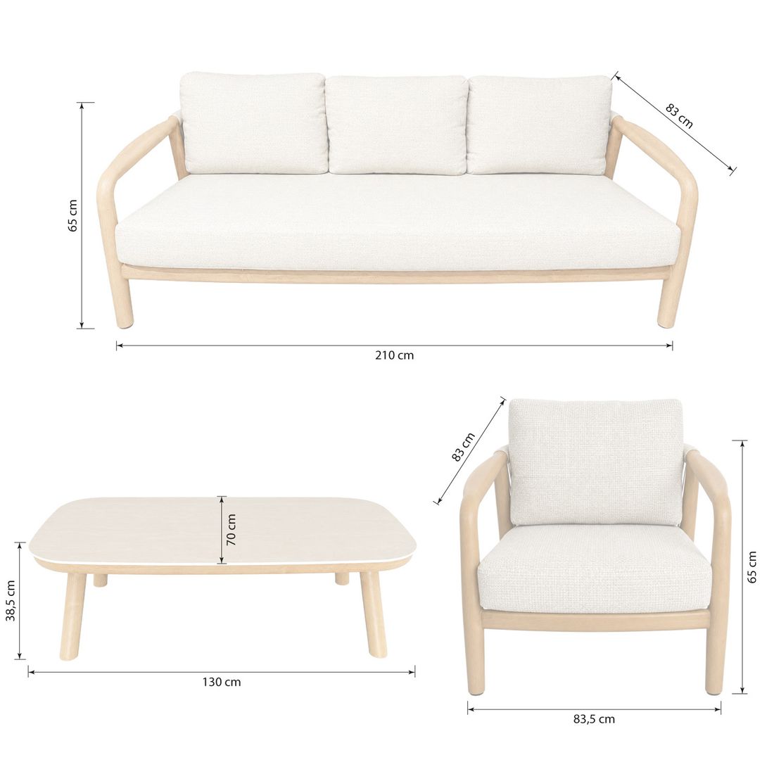 OUTLIV. Tampa Loungeset inkl. Loungetisch Aluminium/Rope/Mischgewebe