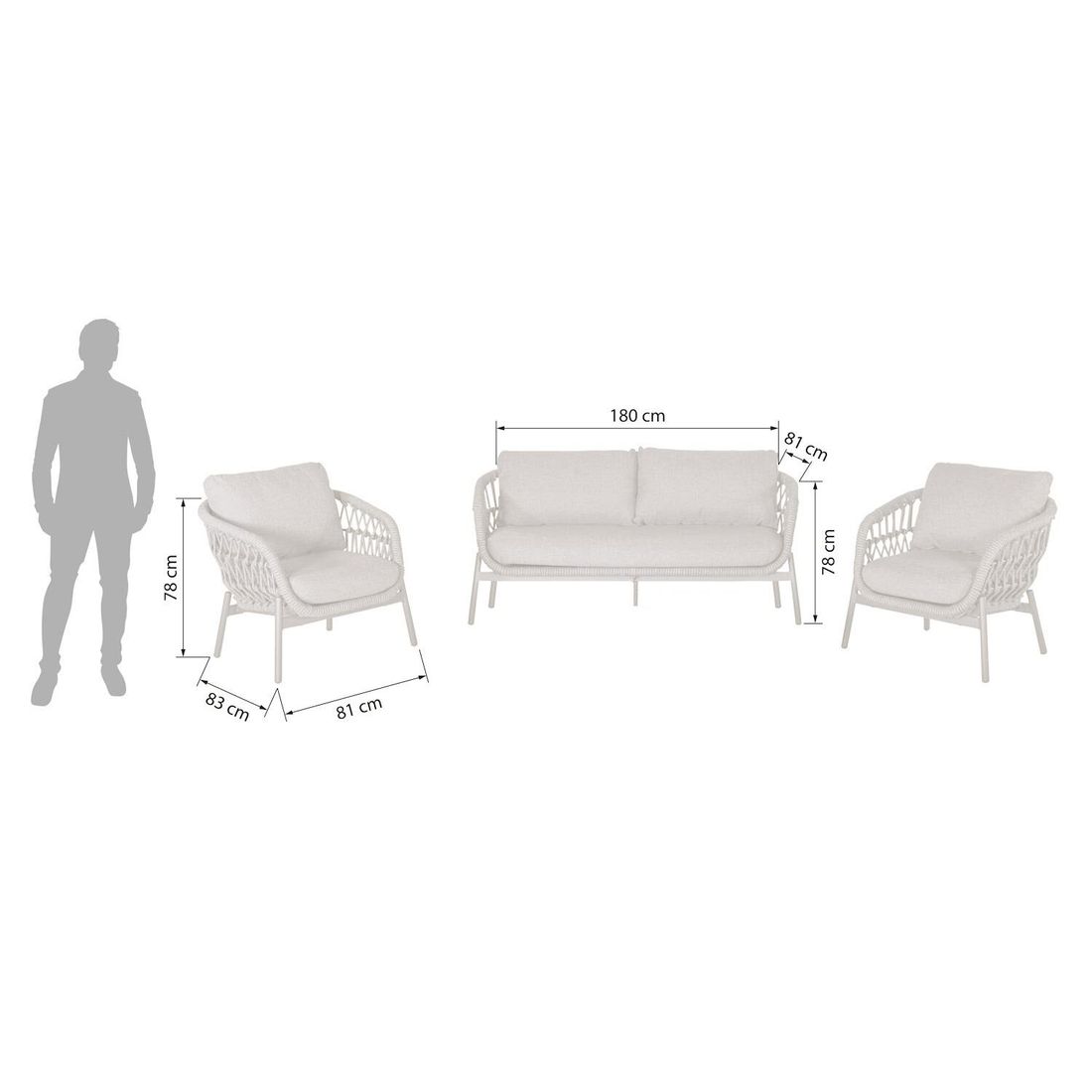 LC Garden Bari Loungeset Aluminium/Rope/Olefin