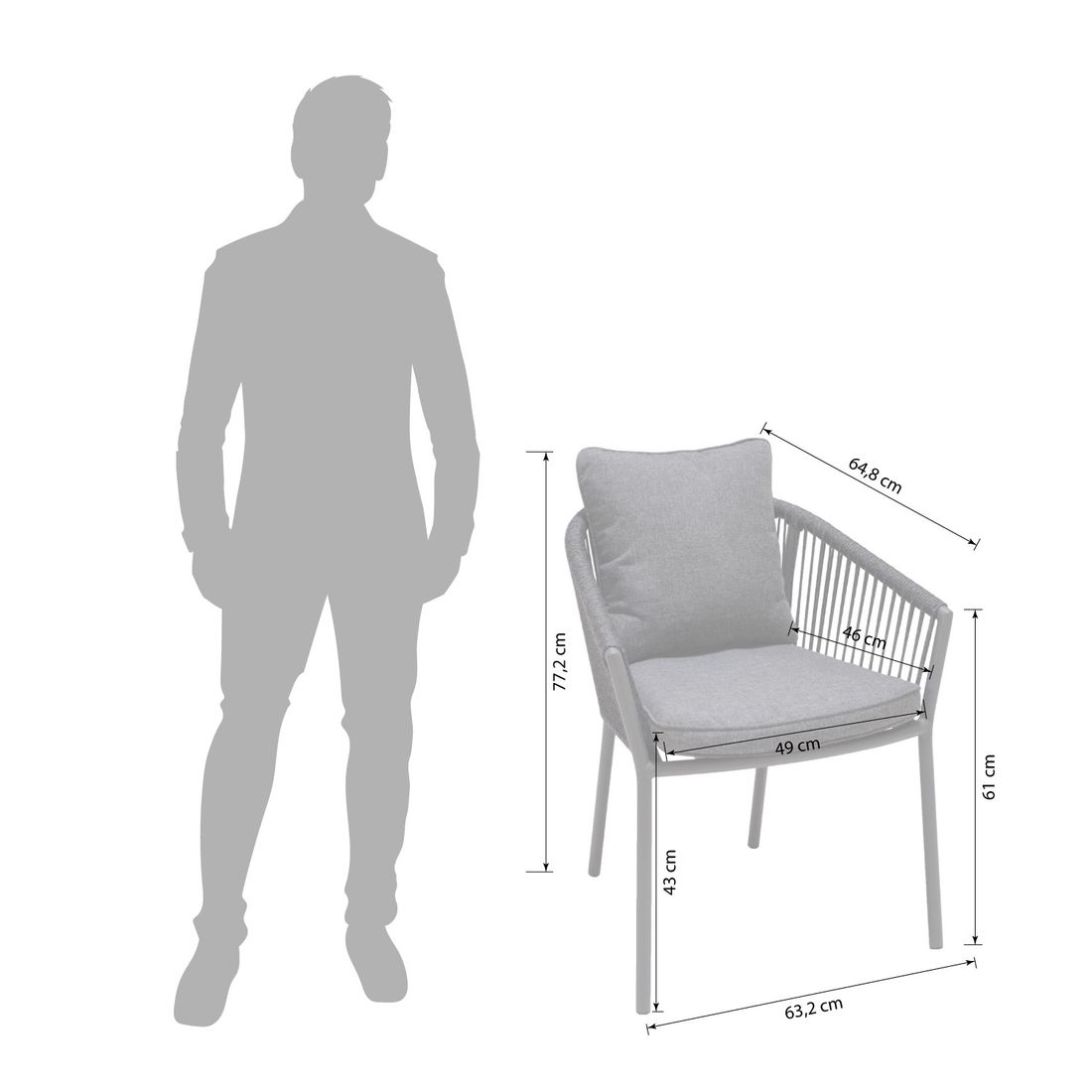 LifestyleGarden Viborg Stapelsessel Aluminium mit Sitz- und Rückenkissen