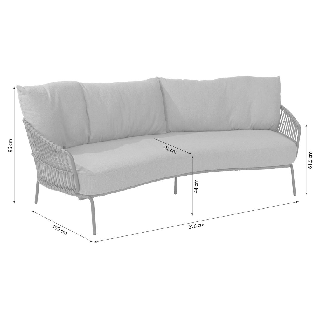 4Seasons Capalbio Gartenloungesofa Edelstahl/Rope/Olefin