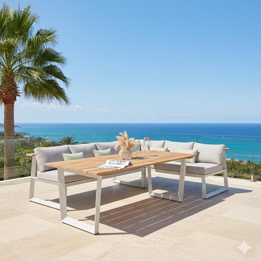 LifestyleGarden Jimmy Dininglounge Tisch 216x99cm Aluminium/Olefin