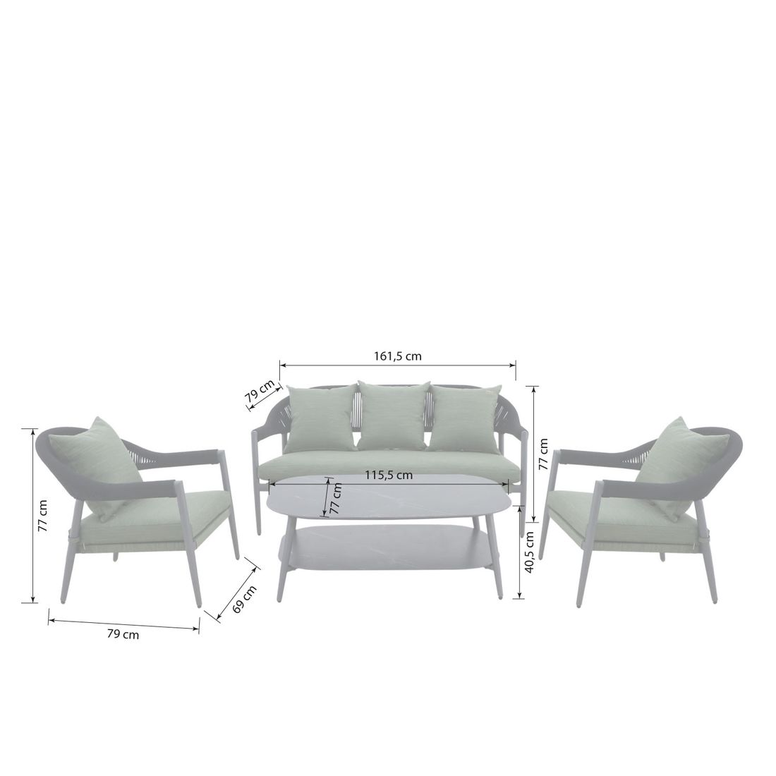 MWH Camarillo Loungeset inkl. Loungetisch Aluminium/Rope