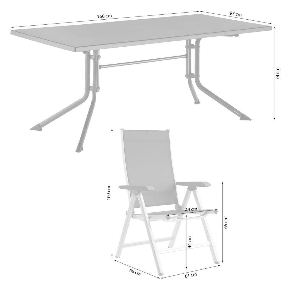 Kettler Basic Plus Gartenmöbel-Set M (4 Plätze) Tisch 160x95cm