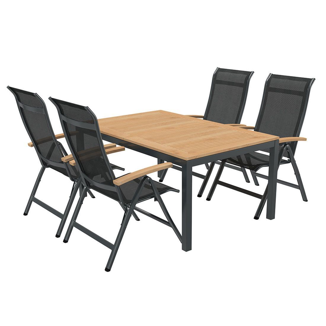 OUTLIV. Alpha Gartenmöbel-Set M verstellbar (4 Plätze) Tisch 150/210x90cm