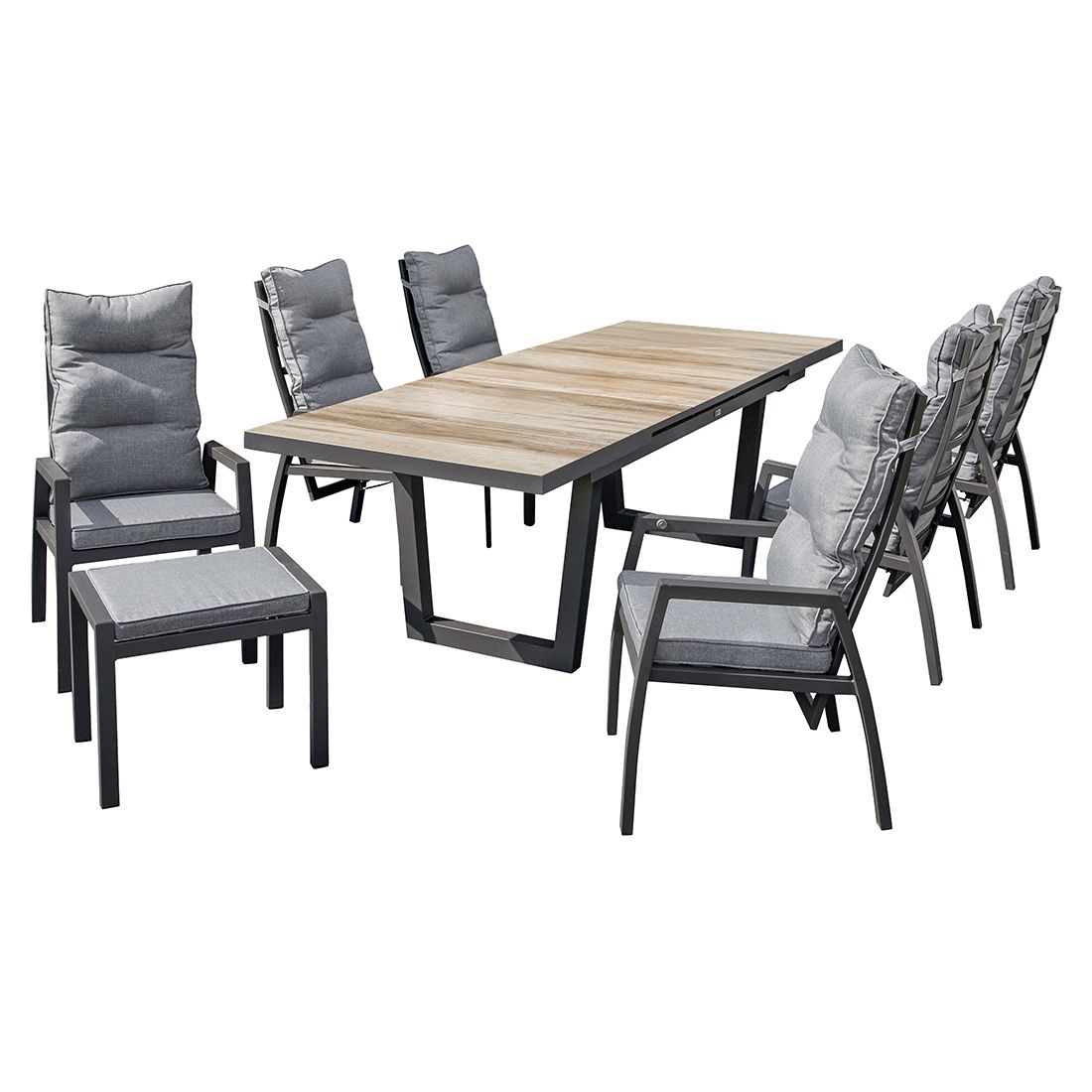 LC Garden Bondino II Gartenmöbel-Set L verstellbar (6 Plätze) Tisch 200/260x100cm