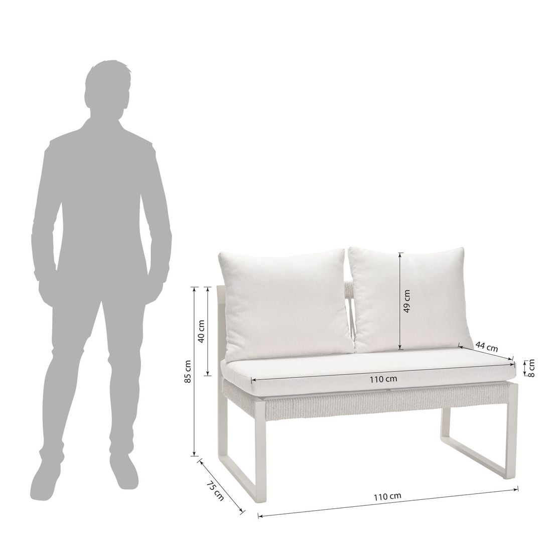 Stern Tammo Diningsofa Aluminium/Rope/Outdoorstoff
