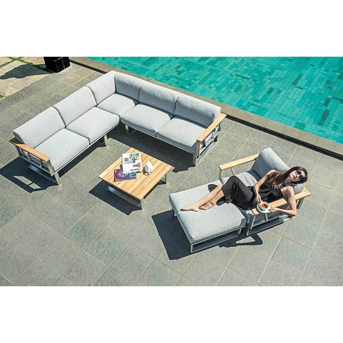 Zebra Belvedere Ecklounge inkl. Loungetisch Edelstahl/Olefin