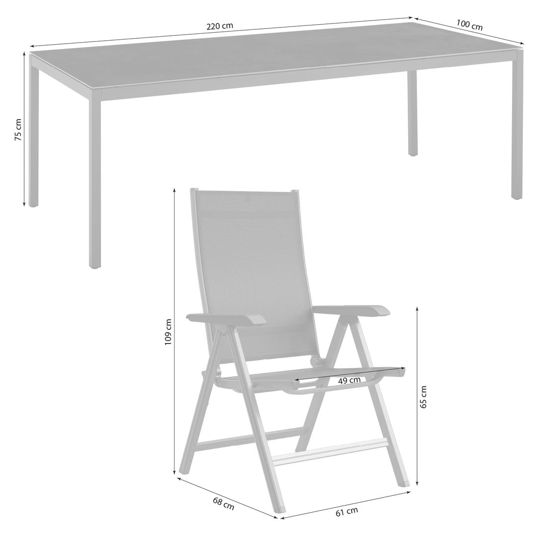 Kettler Basic Plus Gartenmöbel-Set mit OUTLIV. Tisch Aluminium/Keramik