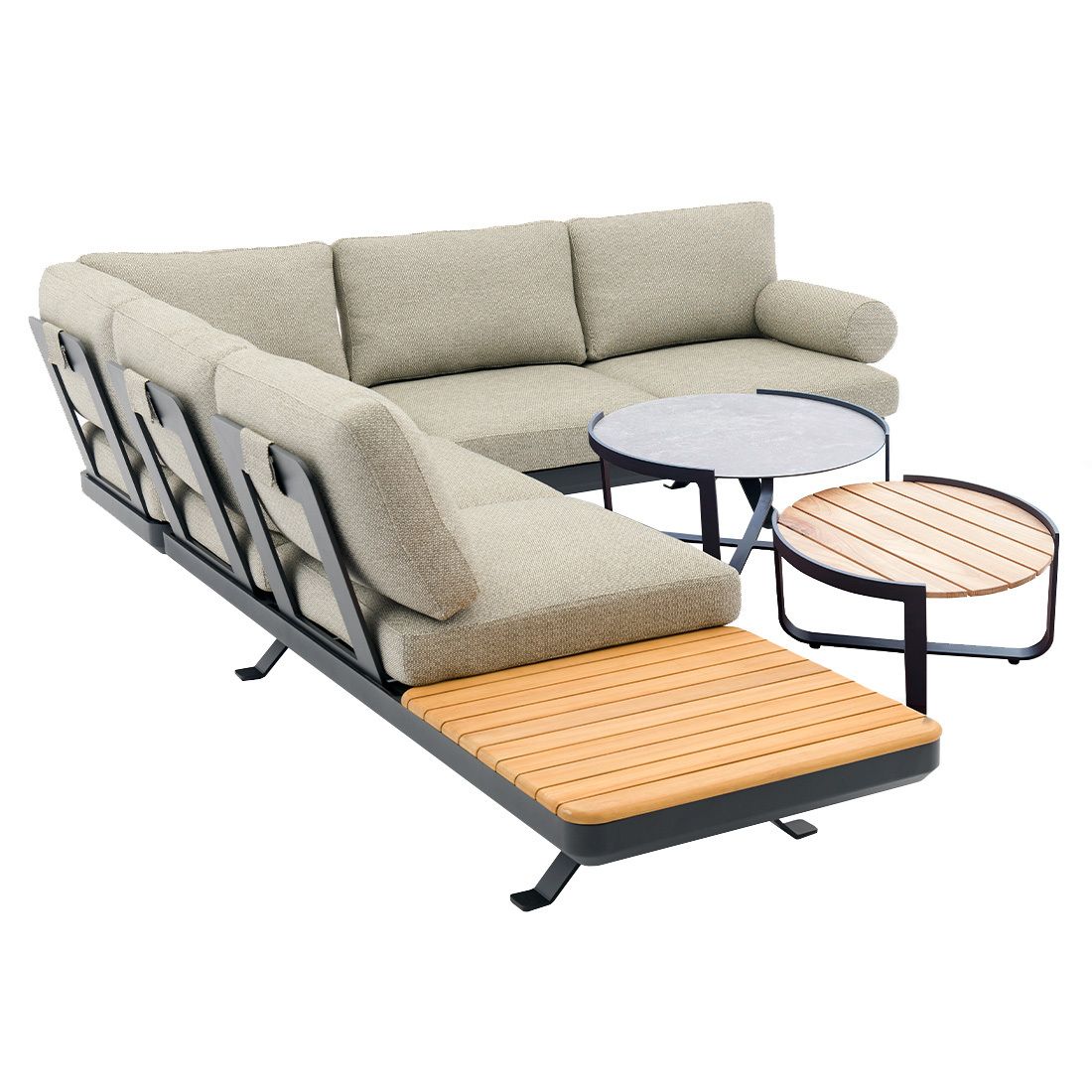 Zebra Sky Ecklounge verstellbar inkl. Loungetisch Aluminium/Sunproof