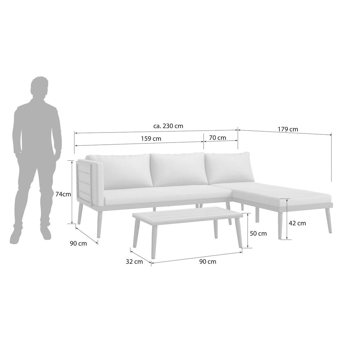 OUTLIV. India Ecklounge inkl. Loungetisch Stahl/Polypropylen