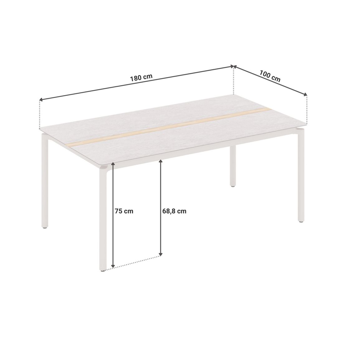 Zebra Liox Gartentisch Aluminium/HPL 180x100 cm