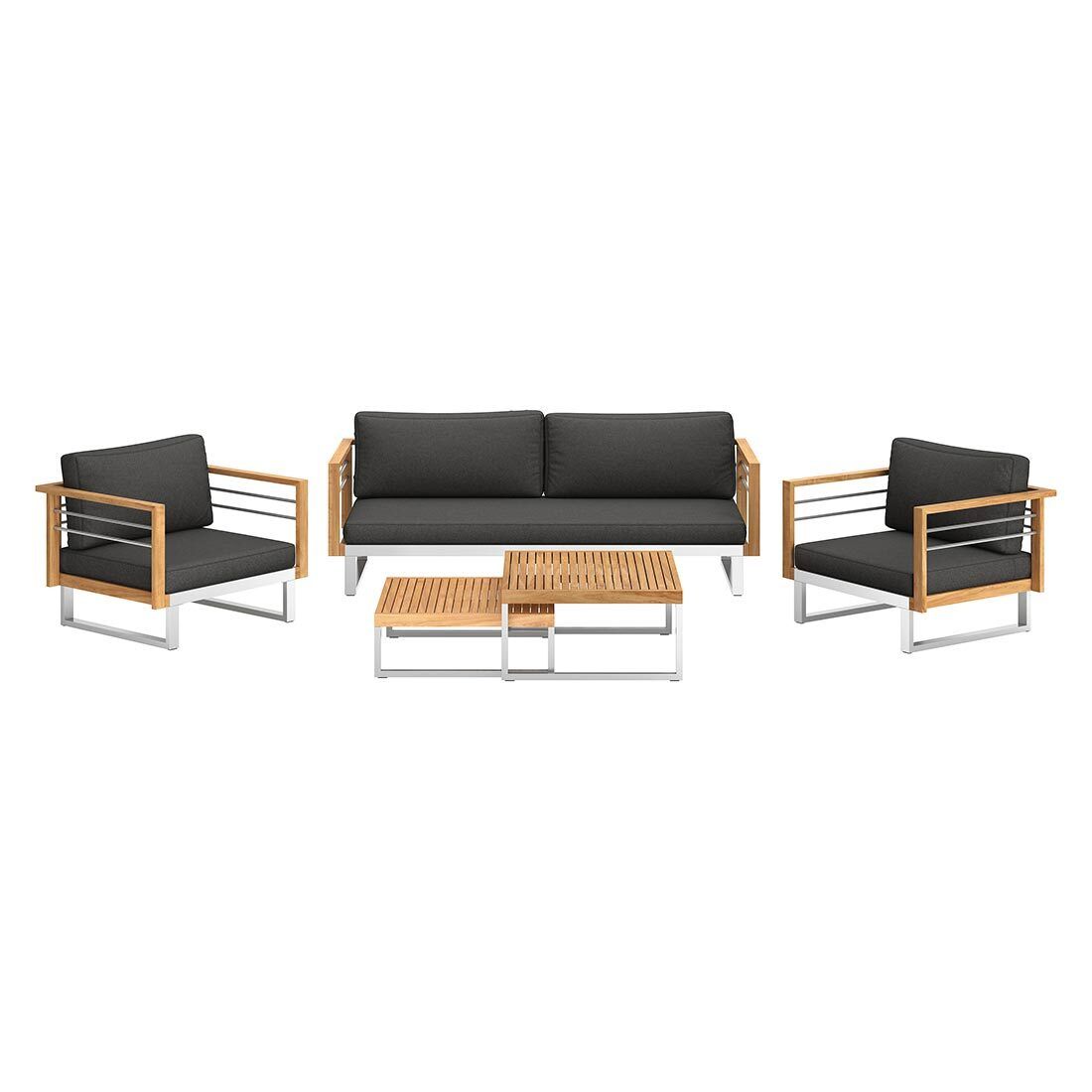 OUTLIV. Hawaii Loungeset inkl. Loungetisch Edelstahl/Teak/Spun Polyester