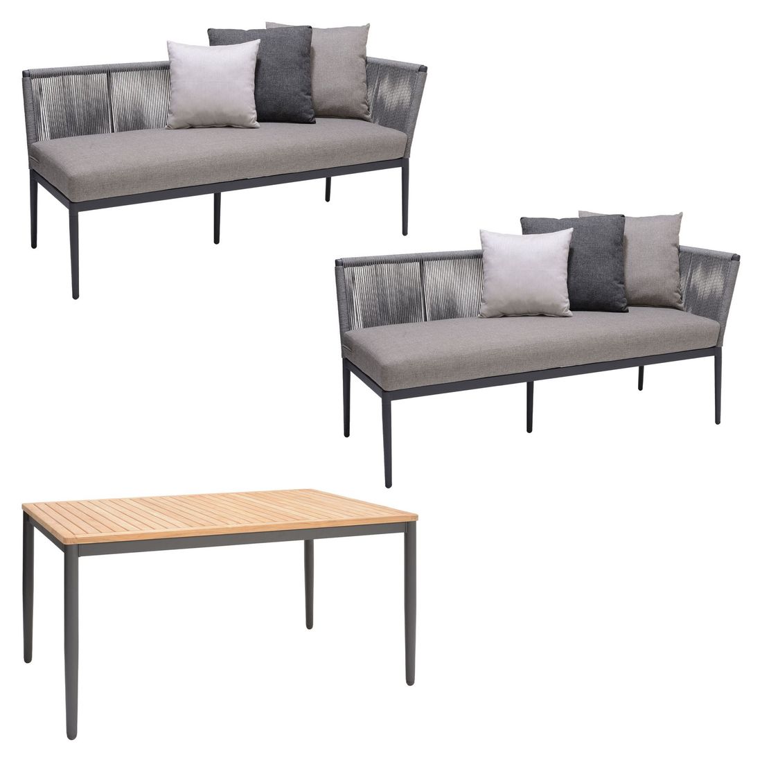 LifestyleGarden Topaz Dininglounge Tisch 144x90cm Aluminium/Rope/Olefin