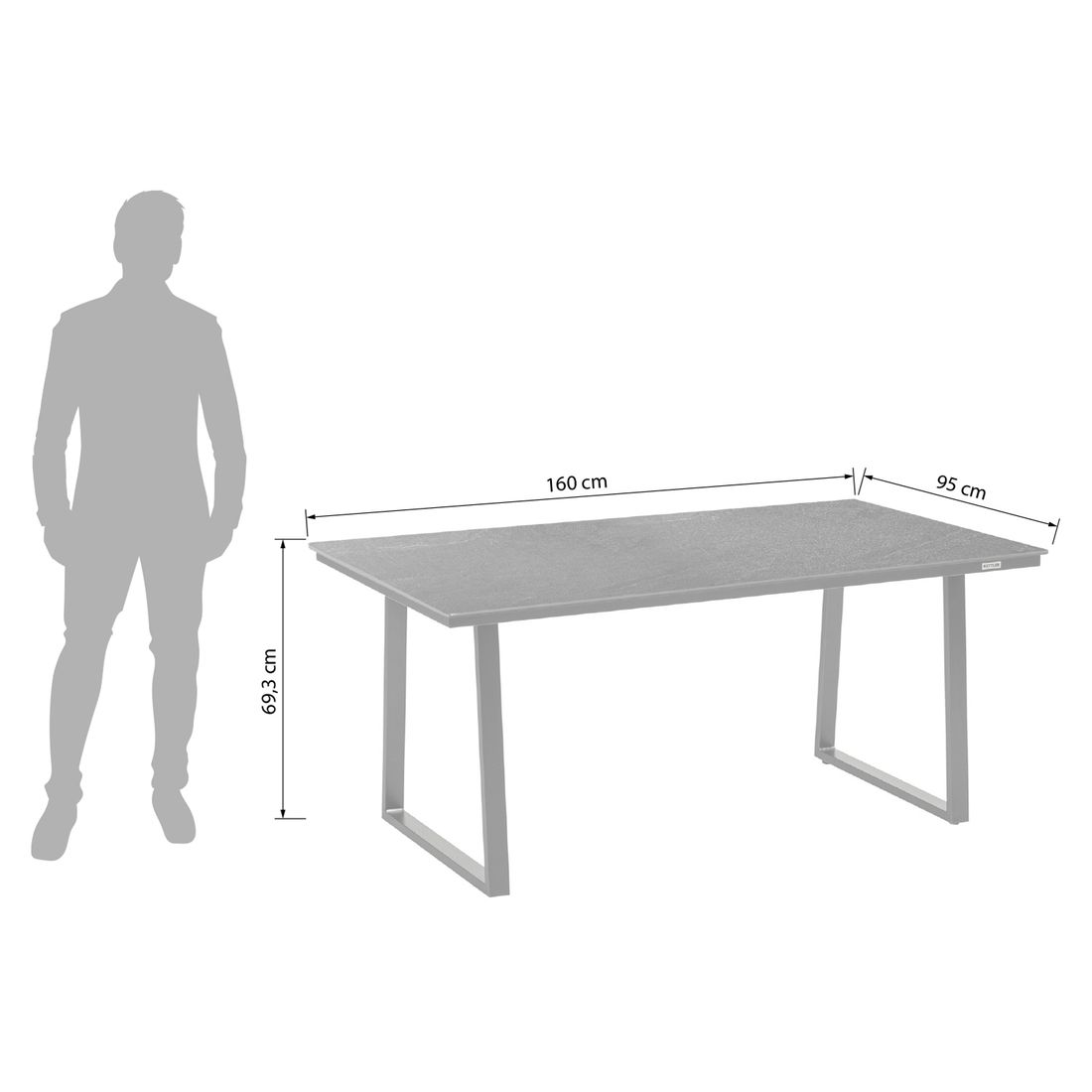 Kettler Skate Low Dining Gartentisch Aluminium/HPL