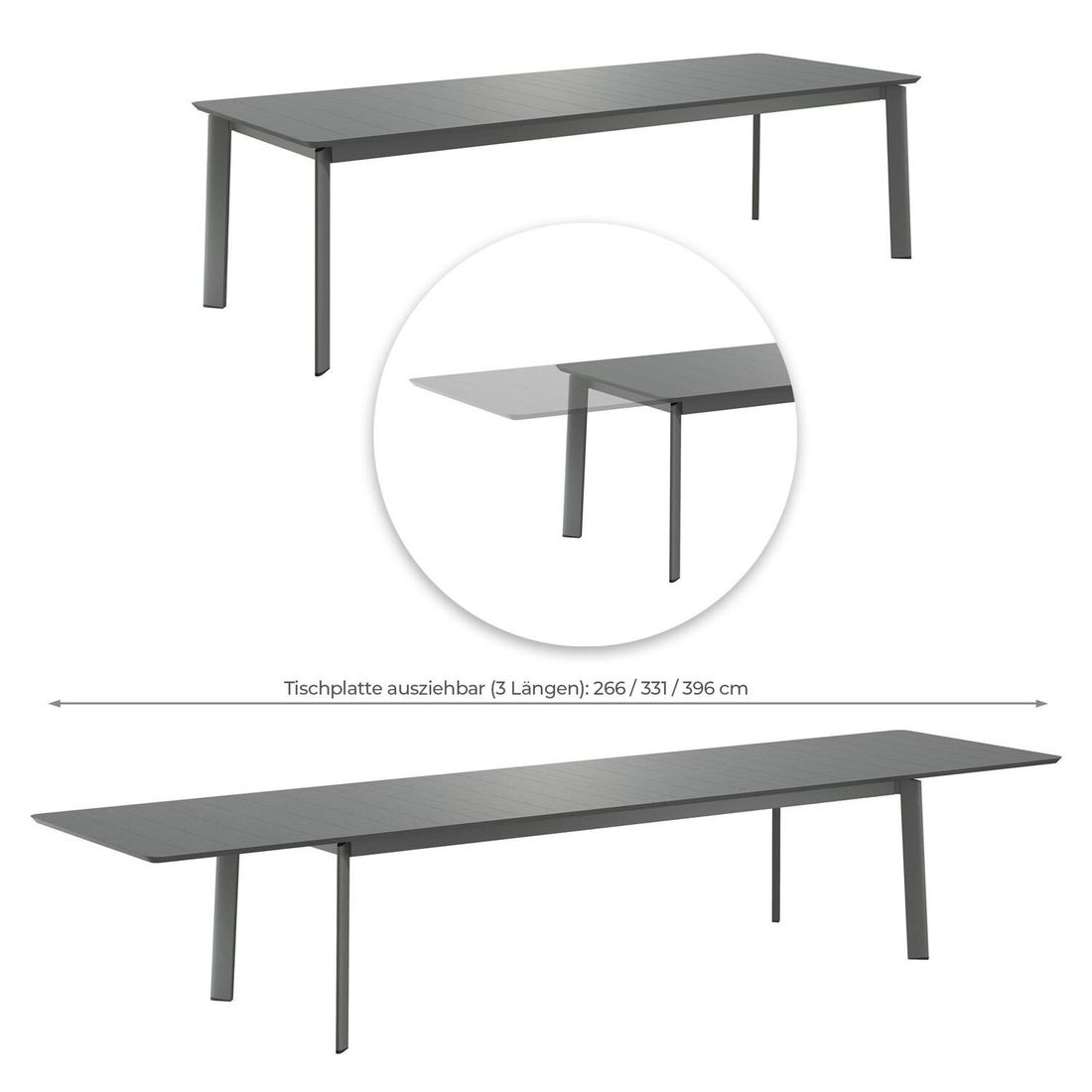 OUTLIV. Alicante Gartenmöbel-Set XXL (12 Plätze) Tisch 266/331/396x110cm