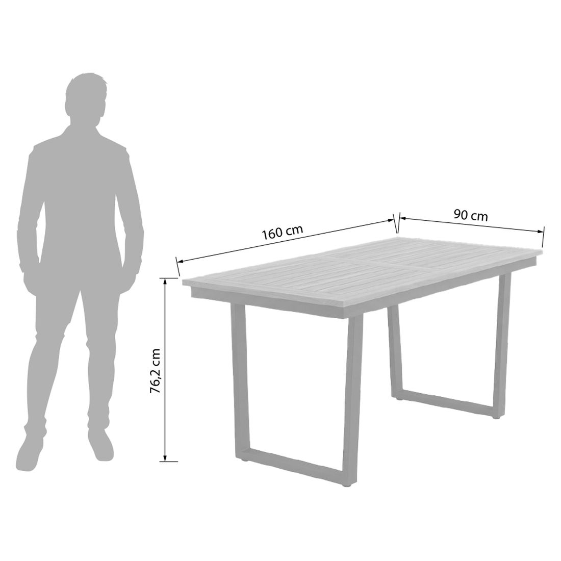 OUTLIV. Milano Dininglounge Tisch 160x90cm Aluminium/Polyester