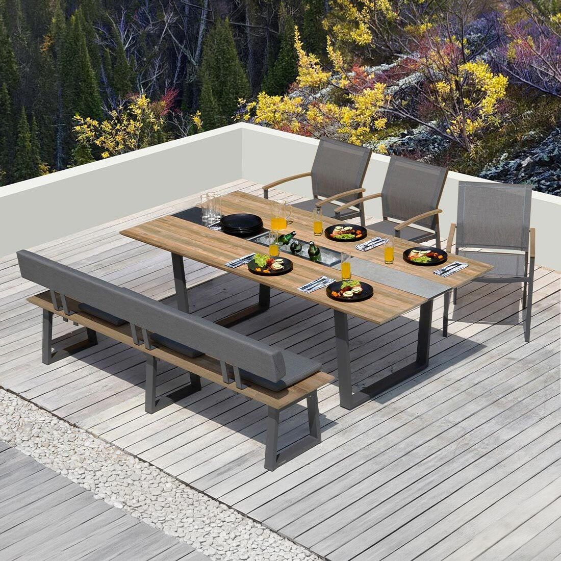 Zebra Phönix Gartenbank Aluminium/Teak recycelt