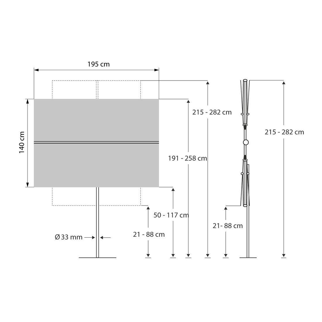Suncomfort Flex Roof Mittelstockschirm 195x140cm
