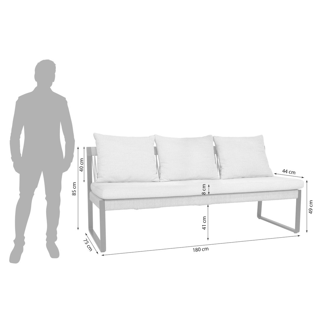Stern Tammo Diningsofa Aluminium/Rope/Outdoorstoff