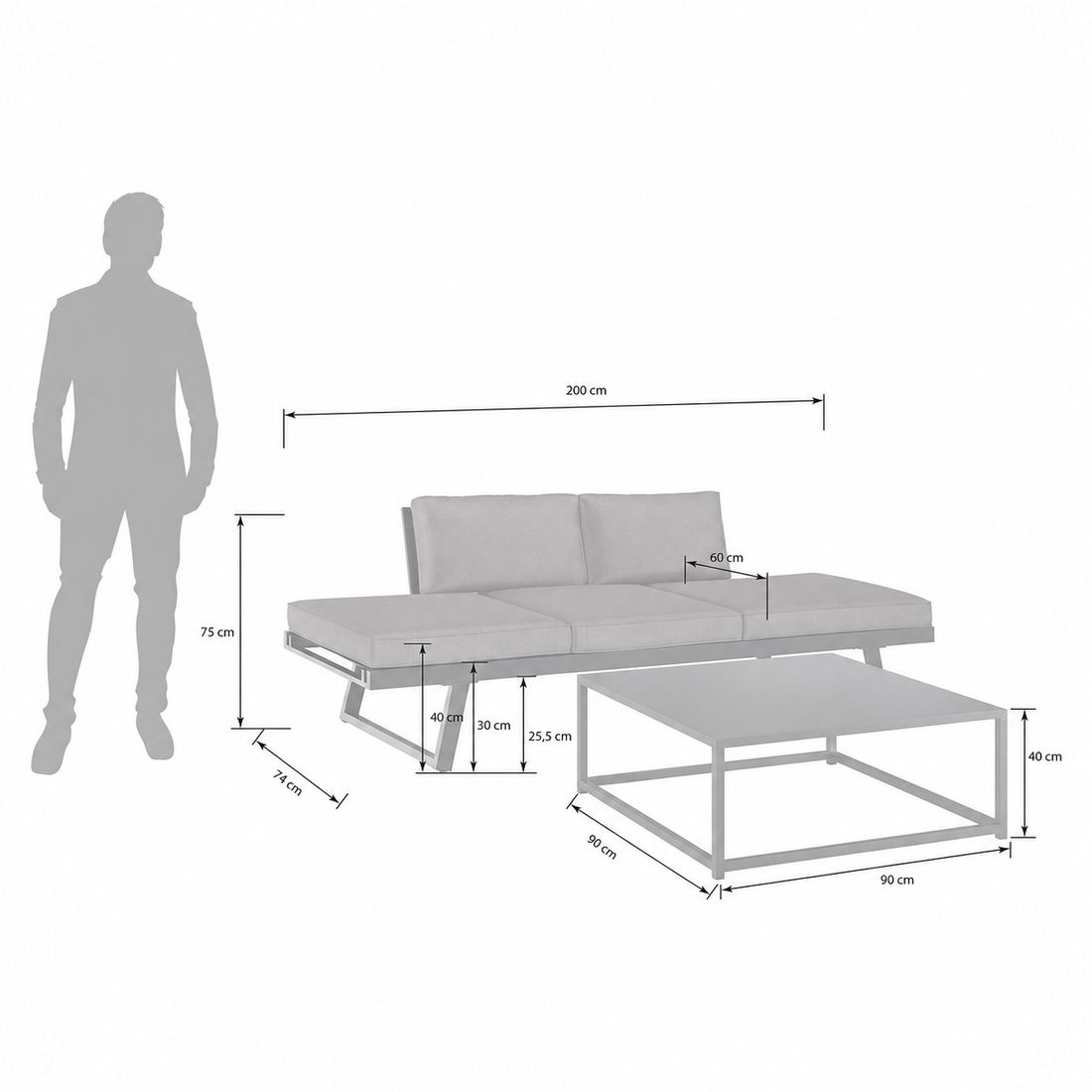 OUTLIV. Lucca Loungeset inkl. Lougetisch Aluminium/Polyester
