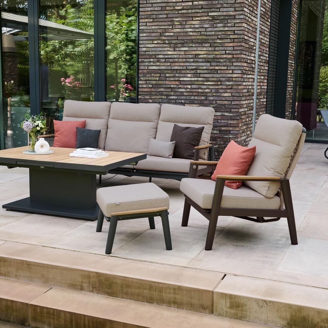 Siena Garden Cortina Gartenloungesofa verstellbar Aluminium/Rope/Polypropylen
