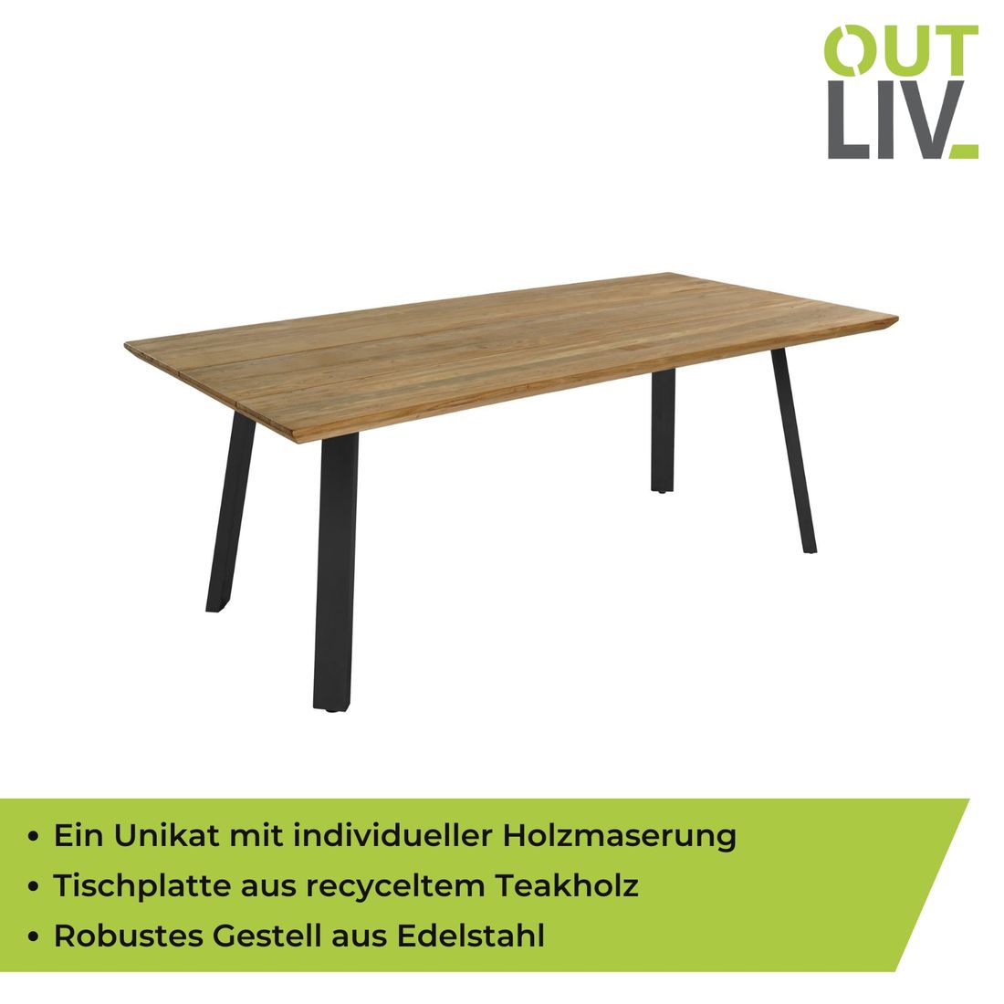 OUTLIV. Orleans Gartentisch Edelstahl/Teak recycelt