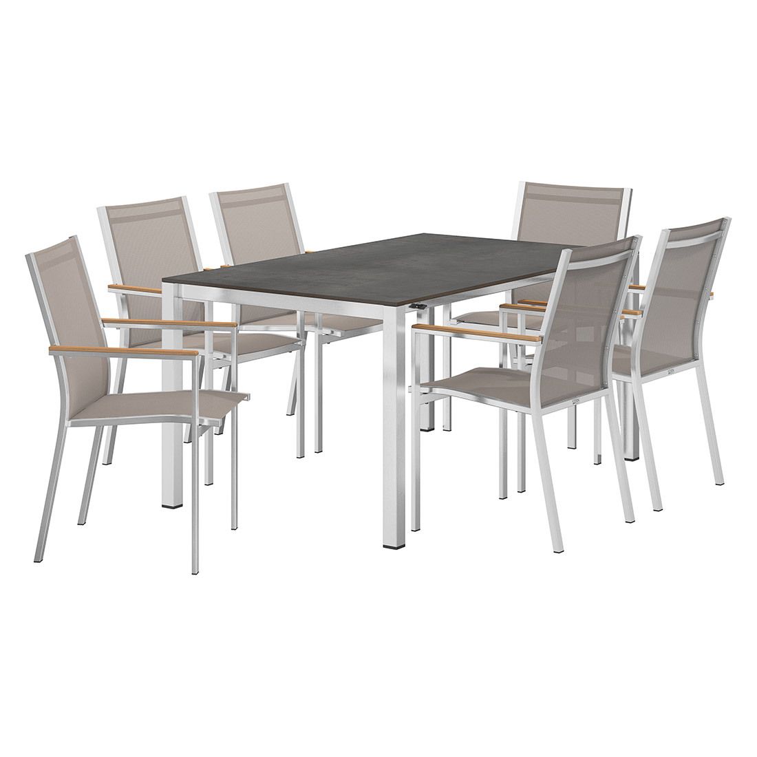 Stern Cardiff Gartenmöbel-Set L (6 Plätze) mit OUTLIV. Tisch 160/217/267x91cm