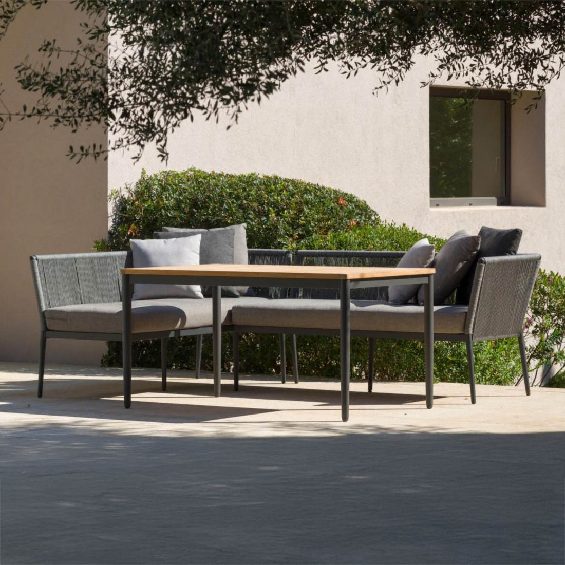 LifestyleGarden Topaz Dininglounge Tisch 144x90cm Aluminium/Rope/Olefin