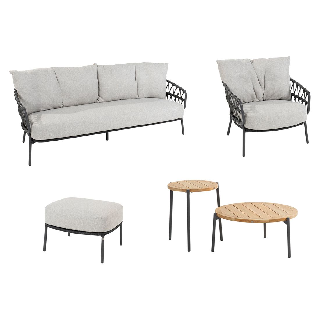 4Seasons Calpi Loungeset inkl. Loungetisch Edelstahl/Rope/Olefin