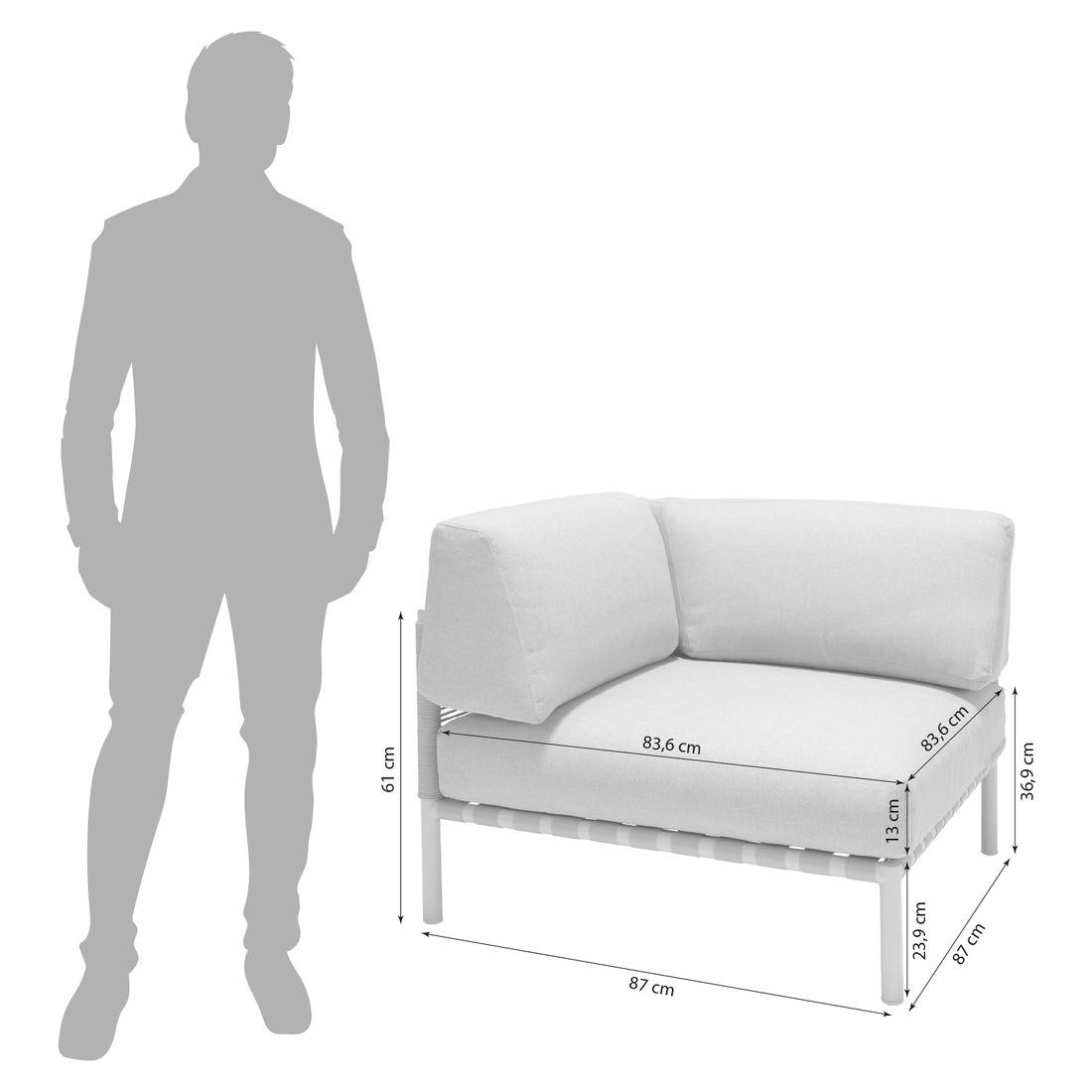 LifestyleGarden Horizon Eck-/Endmodul Aluminium/Olefin